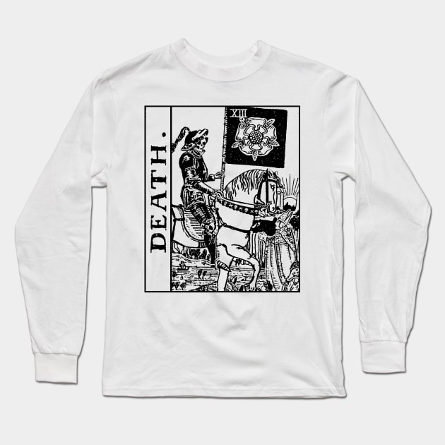 Death Tarot Card Black and White Long Sleeve T-Shirt by AbundanceSeed